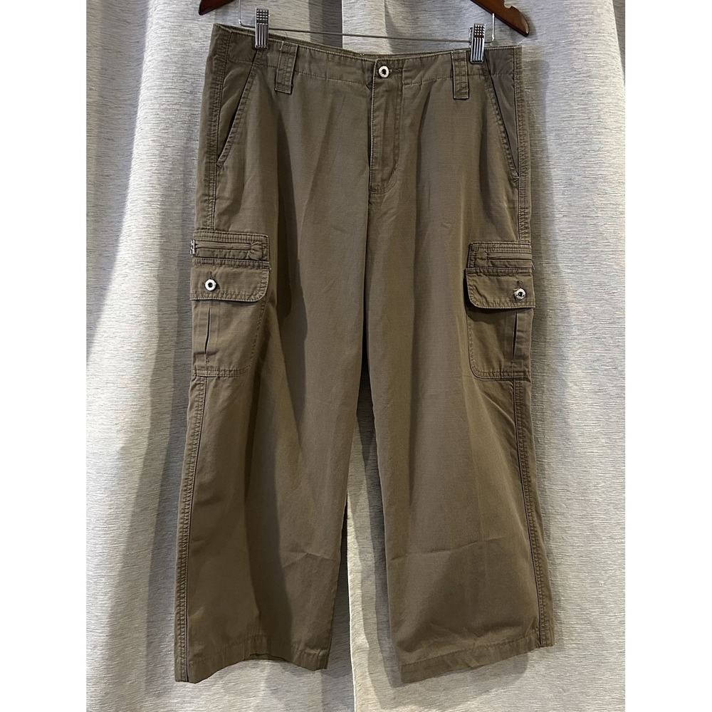 Sundance Women's Tan Cargo Style Cropped Pants With Pockets 100% Cotton Size 12